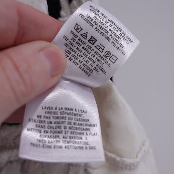 Anthropologie Postage Stamp Open Cardigan Sweater Lace Hem White Black Size S - Picture 9 of 10